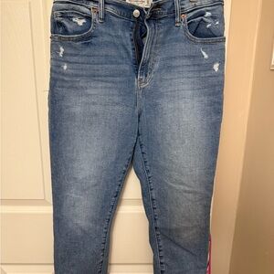 Abercrombie & Fitch Distressed Blue Straight Leg Jeans